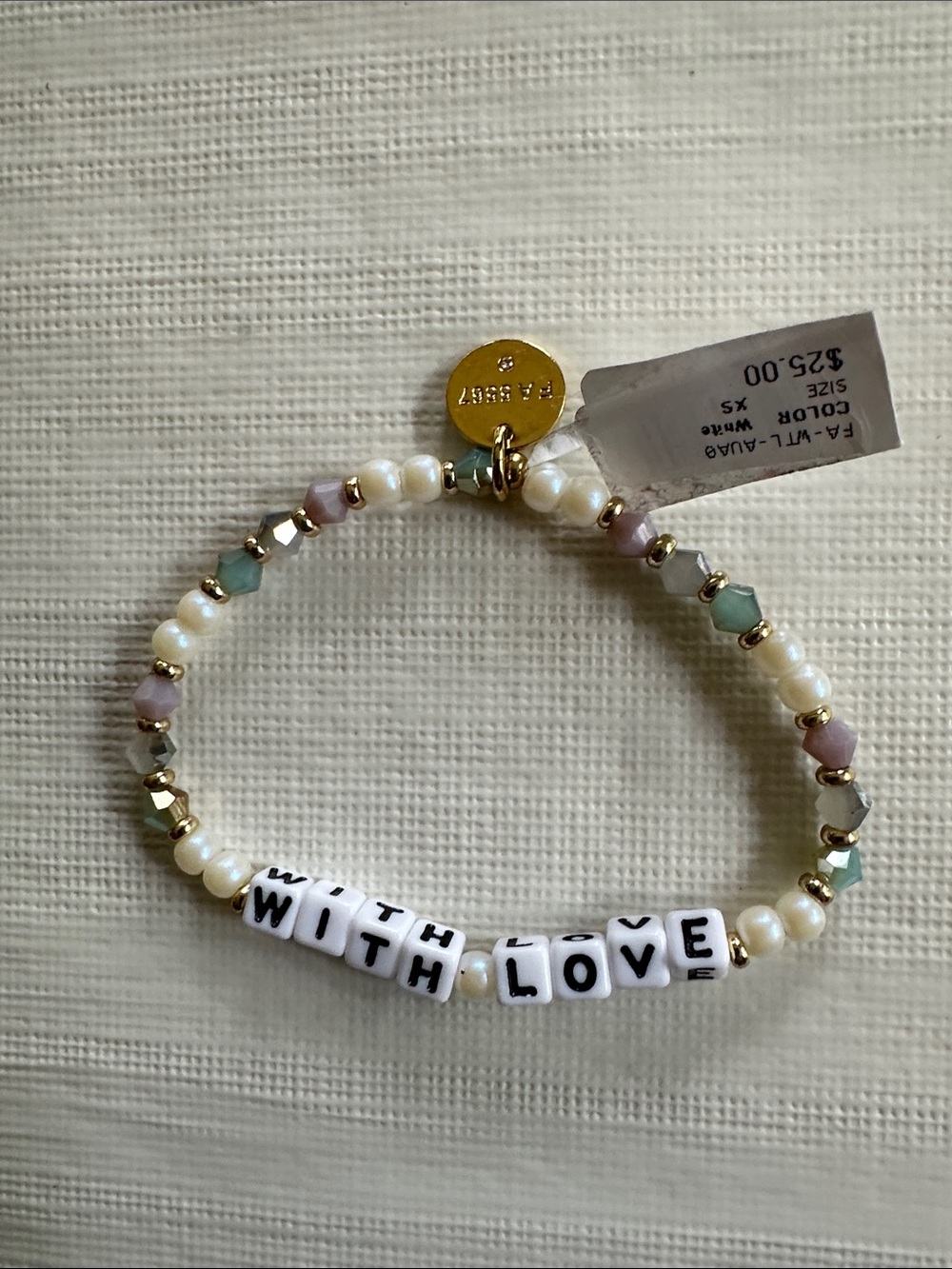 Little Words Project WITH LOVE Beaded Bracelet with Pearl and Facet Accents NEW!